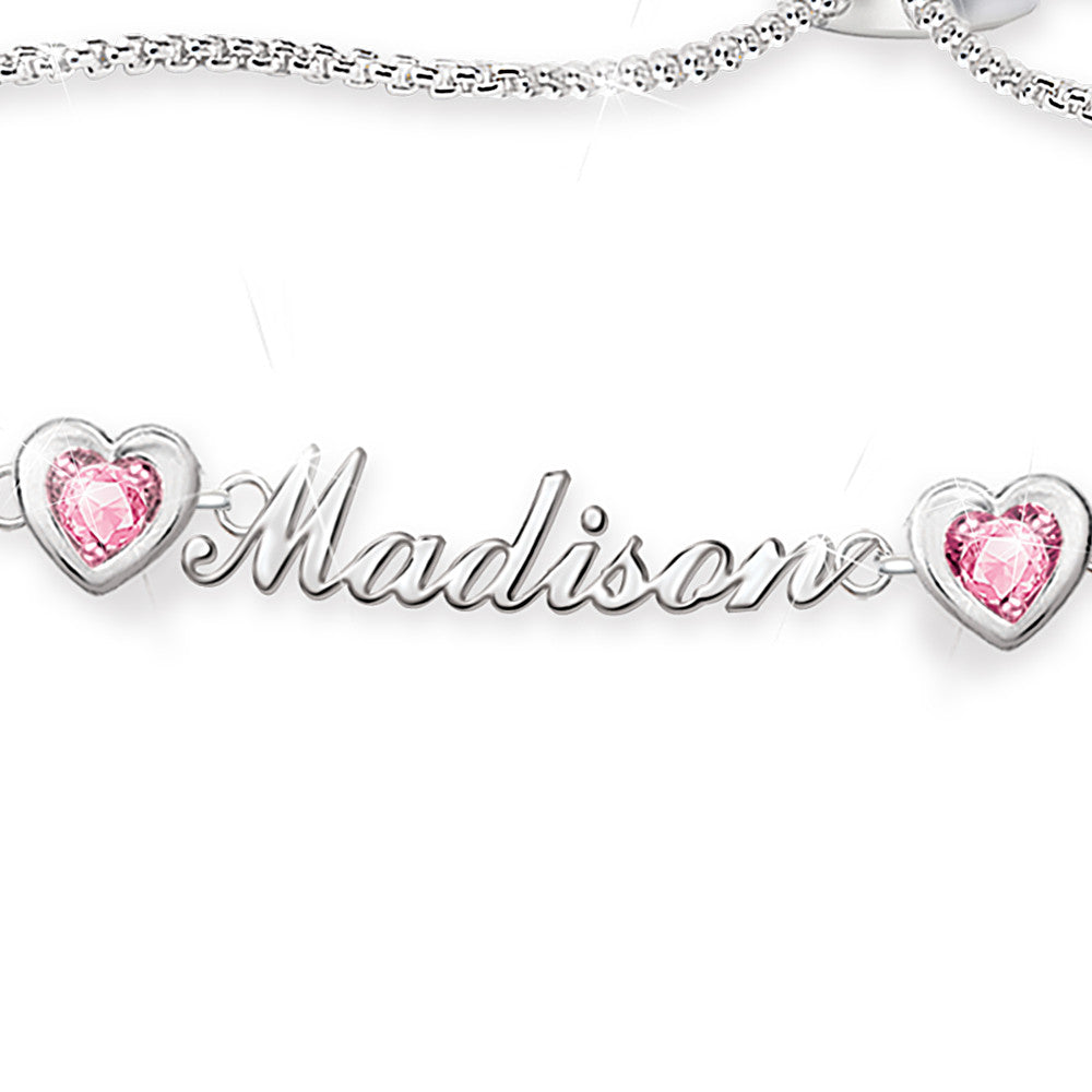 "My Treasured Granddaughter" Name And Birthstone Bracelet