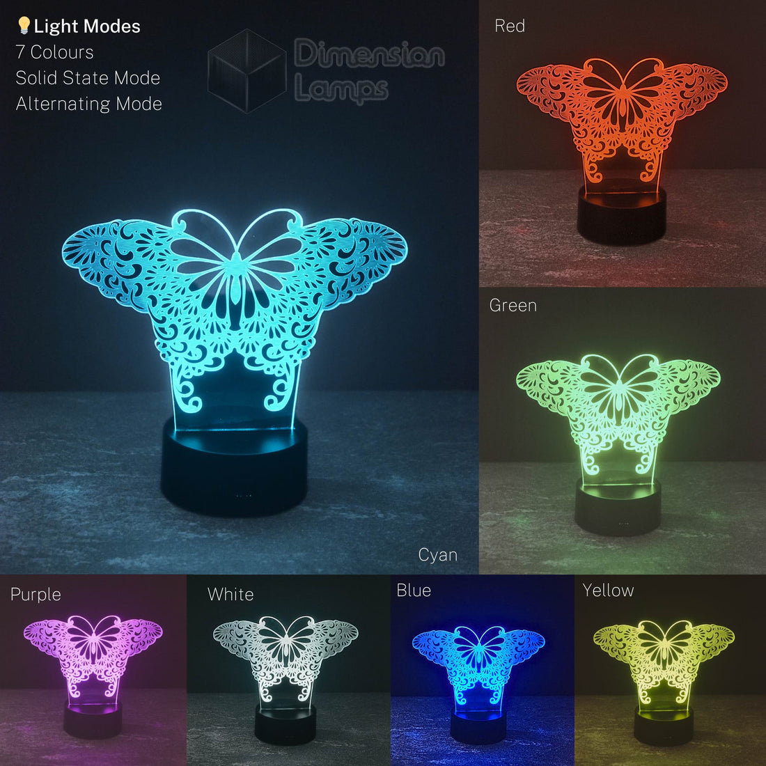 Butterfly Heart 3D Lamp