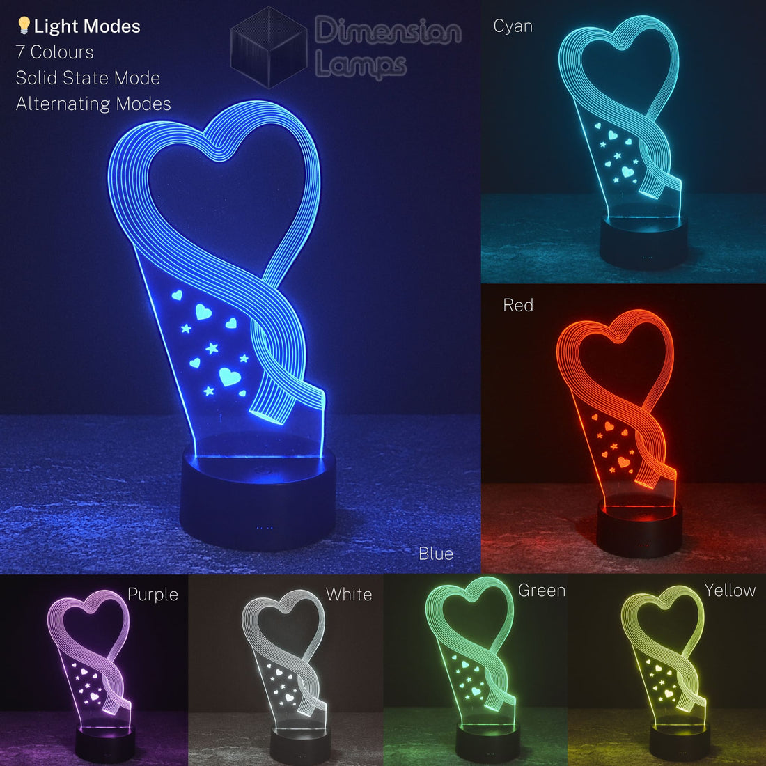 Heart Ribbon 3D Lamp