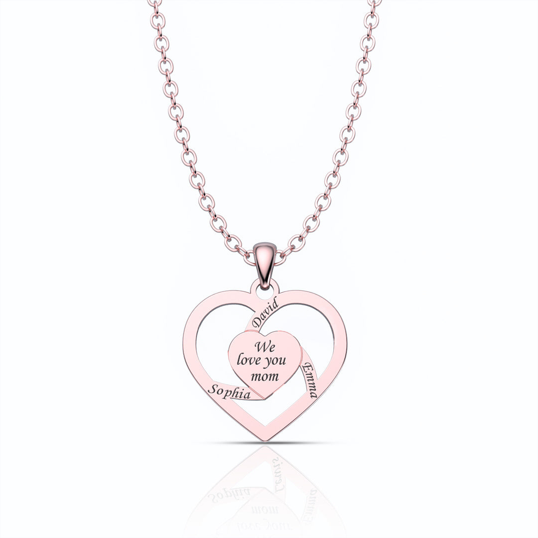 Christmas Gift-Personalized Name  Family Heart Necklace