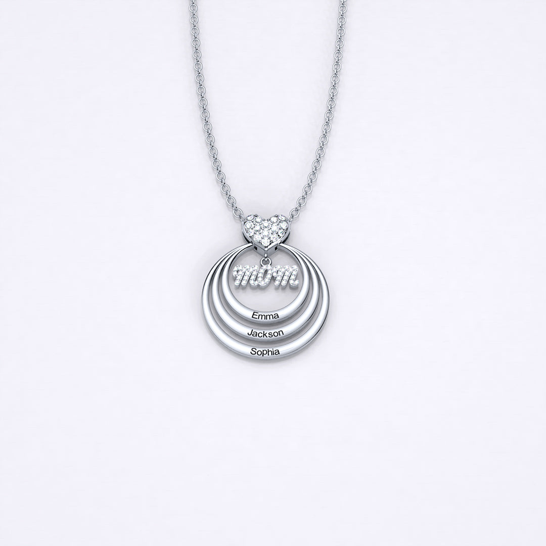 Mother's Day Gift Personalized Family Stacked Circles Necklace Connect with Mom's Heart