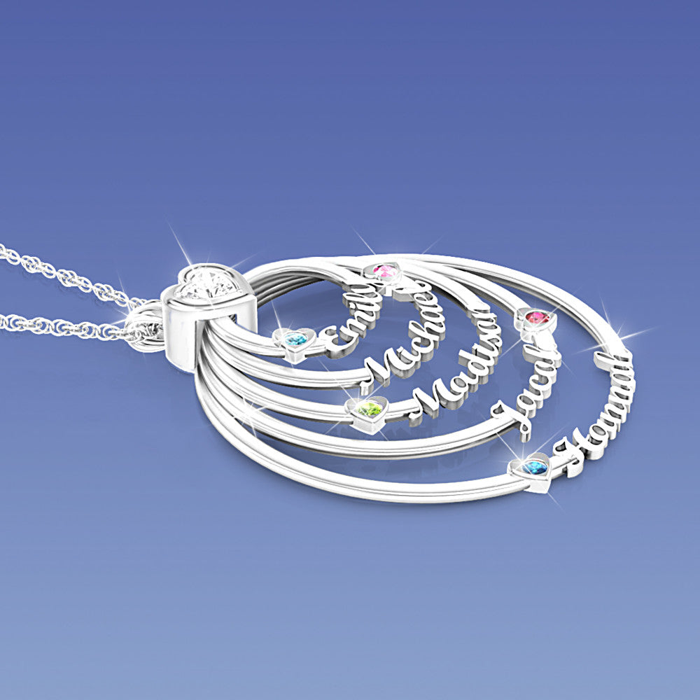 "Circle Of Love" Family Crystal Birthstone Pendant Necklace