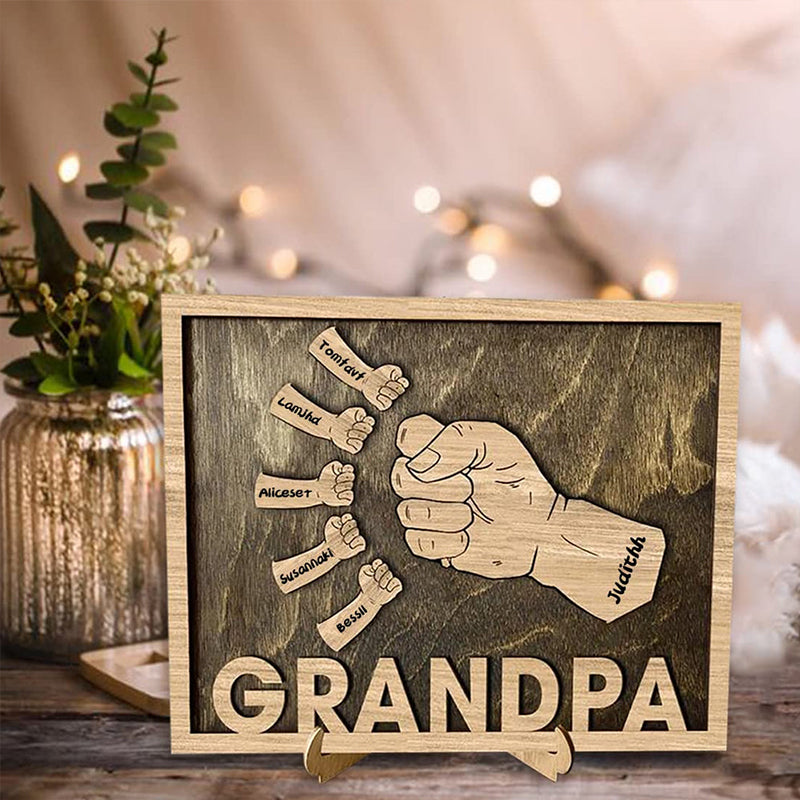 Personalized Fist Bump Sign Home Decor Wood Frame for Father's Day