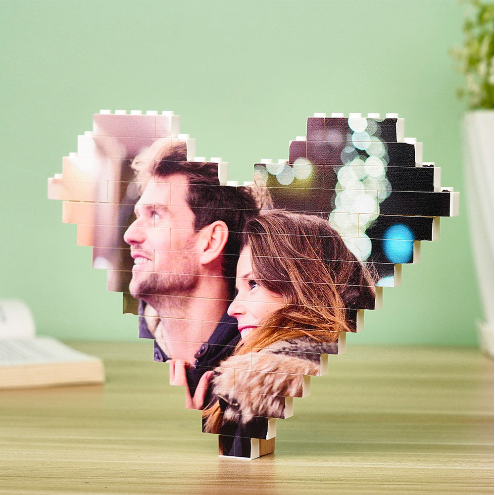 Christmas Gifts Custom Building Brick Personalised Photo Block Heart Shape