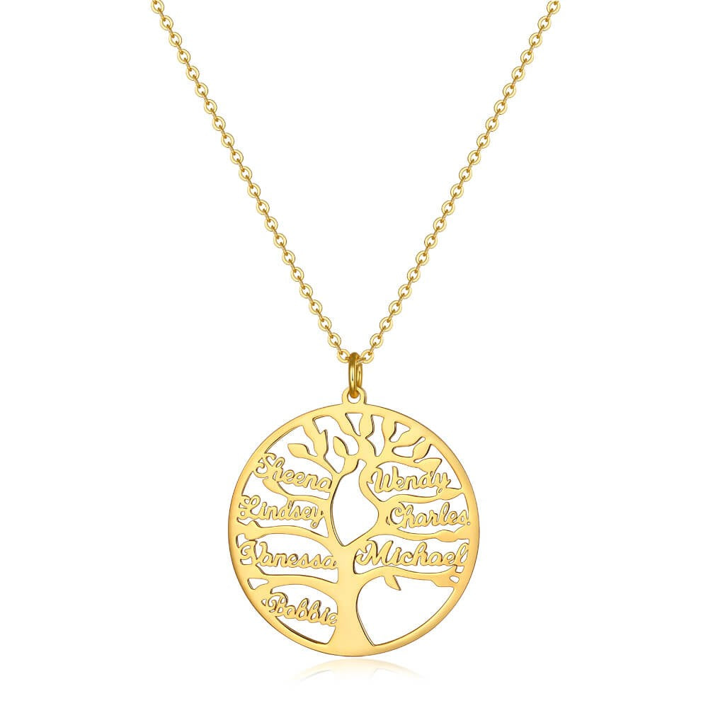 Mother's Day Gift Personalized 1-12 Names Family Tree Necklace