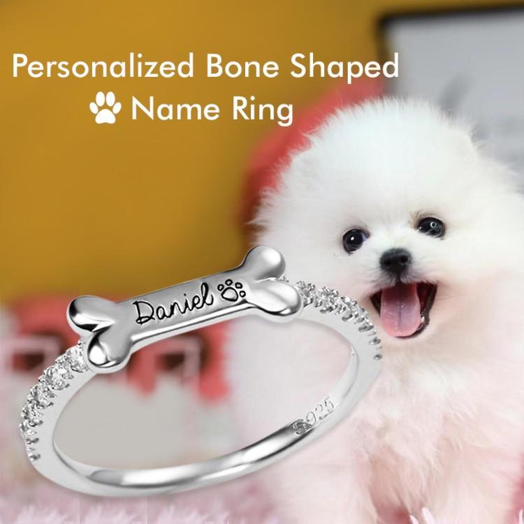 Christmas Gift Personalized Bone Shaped Name Ring Gold Ring MelodyNecklace