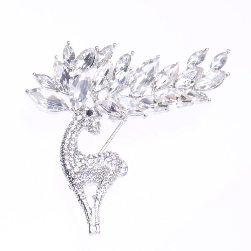 3A Cz With Vintage Deer Brooch