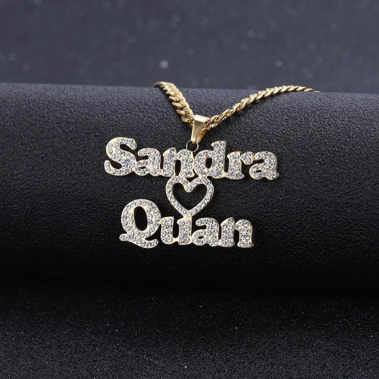 Mother's Day Gift Sparkling Couple Name Necklace