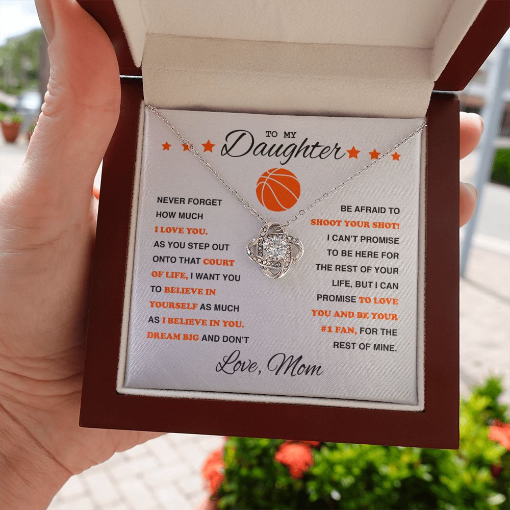 To My Basketball Daughter - Love Knot Necklace - Athlete's Gift Shop