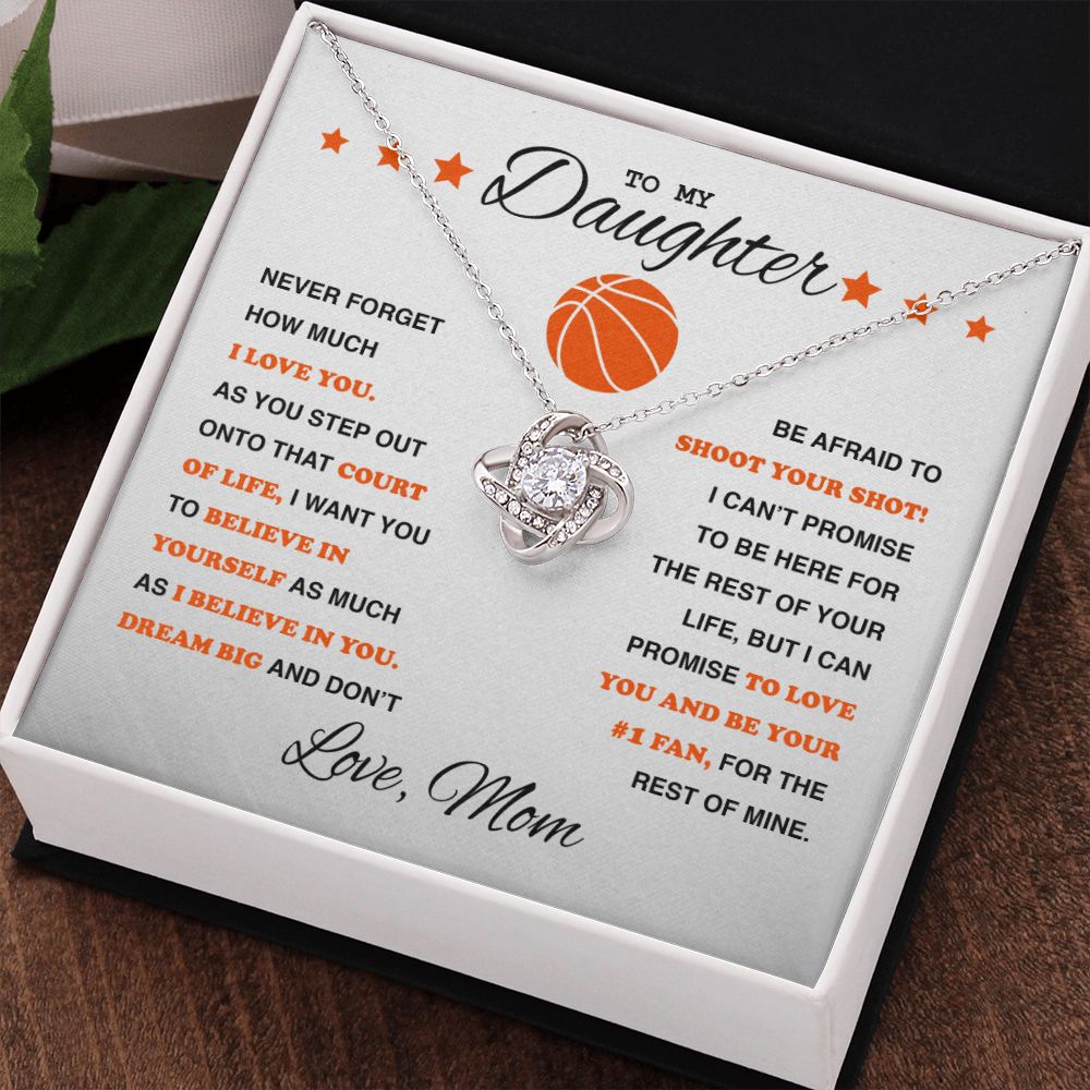 To My Basketball Daughter - Love Knot Necklace - Athlete's Gift Shop