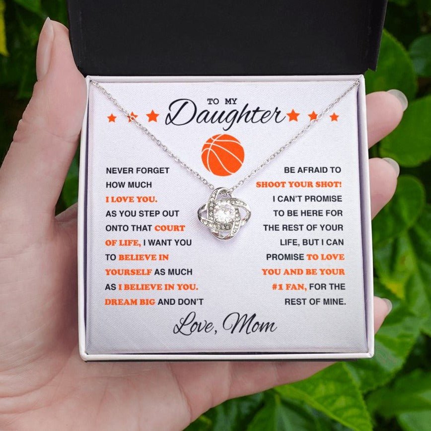 To My Basketball Daughter - Love Knot Necklace - Athlete's Gift Shop