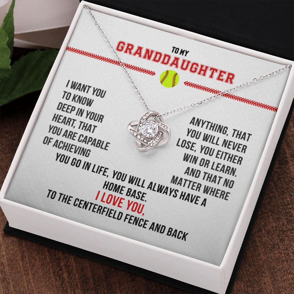 To My Softball Granddaughter - Love Knot Necklace - Athlete's Gift Shop