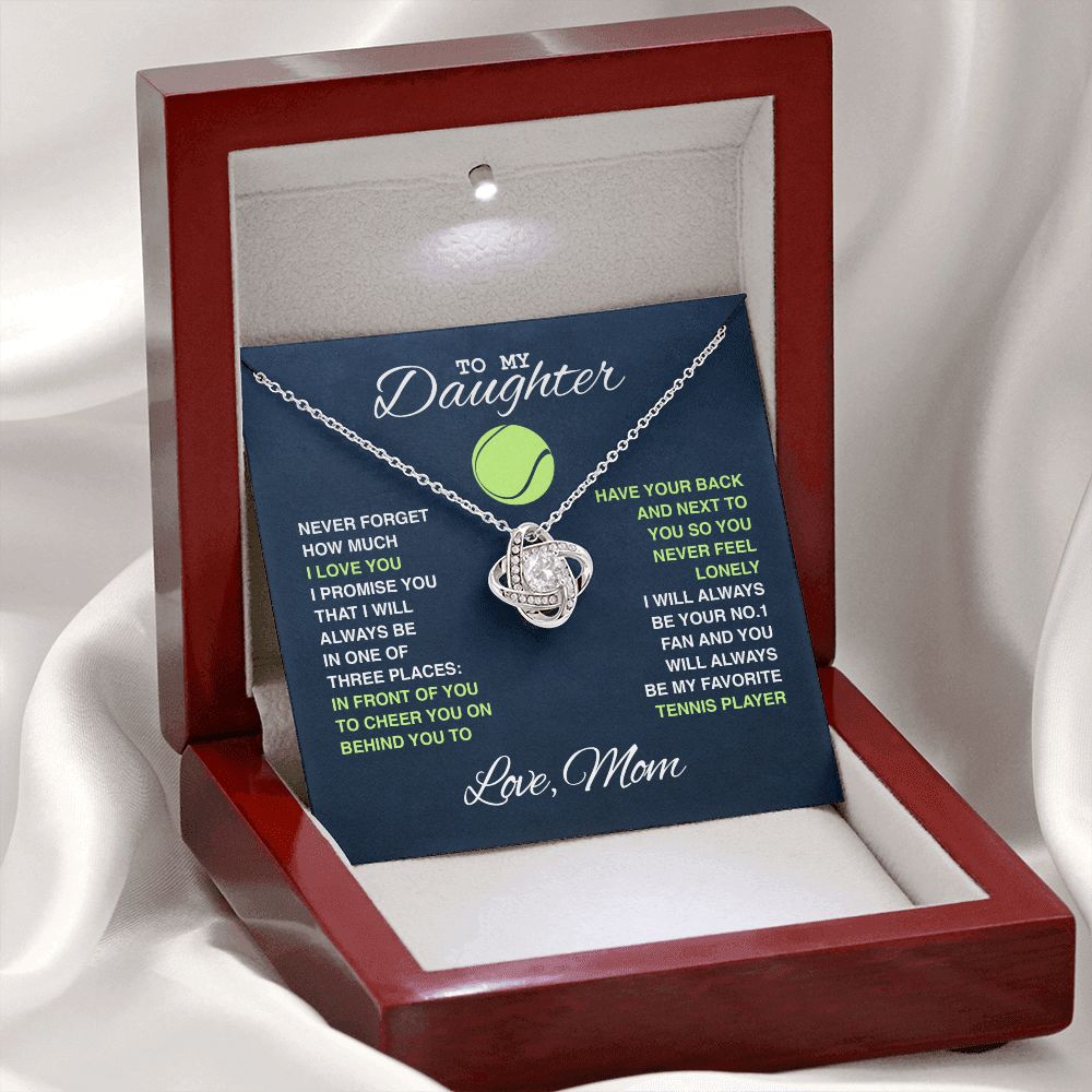 To My Tennis Daughter - Love Knot Necklace - Athlete's Gift Shop