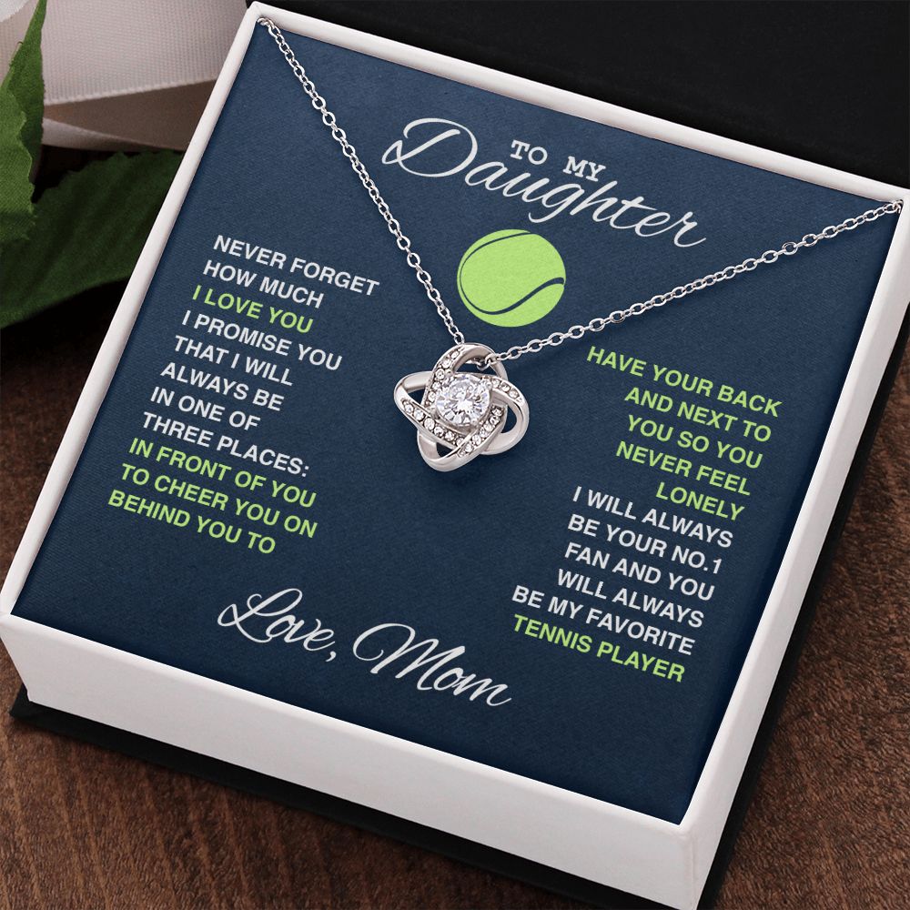 To My Tennis Daughter - Love Knot Necklace - Athlete's Gift Shop