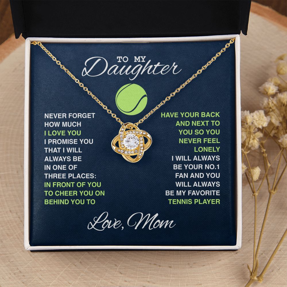 To My Tennis Daughter - Love Knot Necklace - Athlete's Gift Shop